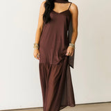 Daliah Maxi Dress W Scarf | Chocolate