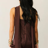 Daliah Maxi Dress W Scarf | Chocolate