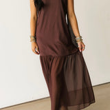Daliah Maxi Dress W Scarf | Chocolate