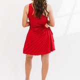 Fancy Pleated Mini Dress | Red