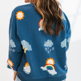 Navy Rainbow Raincloud Sun Sweatshirt | Queen Of Sparkles