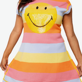 Licensed Striped Multi Smiley Dress | Queen Of Sparkles
