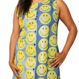 Licensed Two Tone Denim Smiley Dress | Queen Of Sparkles