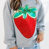 Grey Metallic Strawberry Sweatshirt | Queen Of Sparkles