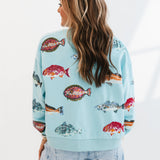 Light Blue Fish Sweatshirt | Queen Of Sparkles