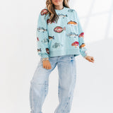 Light Blue Fish Sweatshirt | Queen Of Sparkles