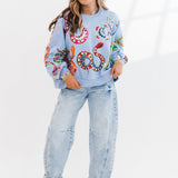 Light Blue Multi Snake Sweatshirt | Queen Of Sparkles