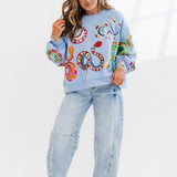 Light Blue Multi Snake Sweatshirt | Queen Of Sparkles