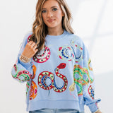 Light Blue Multi Snake Sweatshirt | Queen Of Sparkles