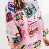 Pink Vintage Cassettes Sweatshirt | Queen Of Sparkles