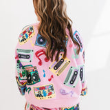 Pink Vintage Cassettes Sweatshirt | Queen Of Sparkles