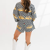 Black & White Checkered Taxi Short | Queen Of Sparkles