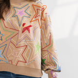 Tan Multi Star Sweatshirt | Queen Of Sparkles