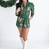 Green Plaid Bow Romper