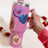 Pink Conversation Hearts Rhinestone Tumbler