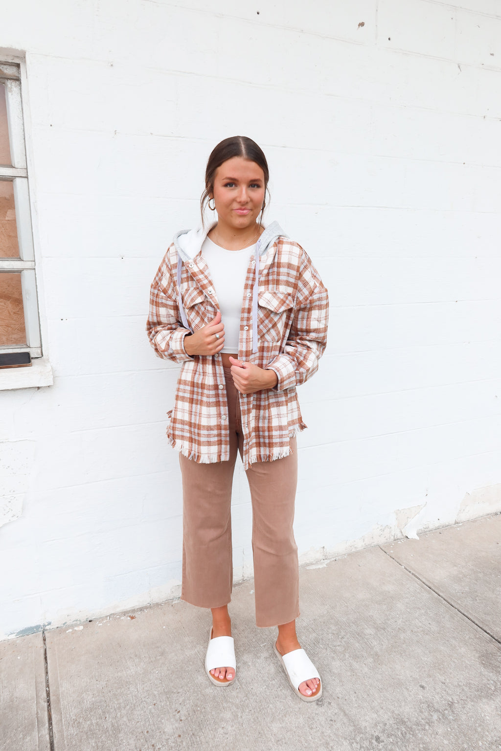 PLAID SHACKET | CAMEL