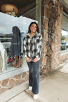 OVERSIZED PLAID SHACKET | BLACK