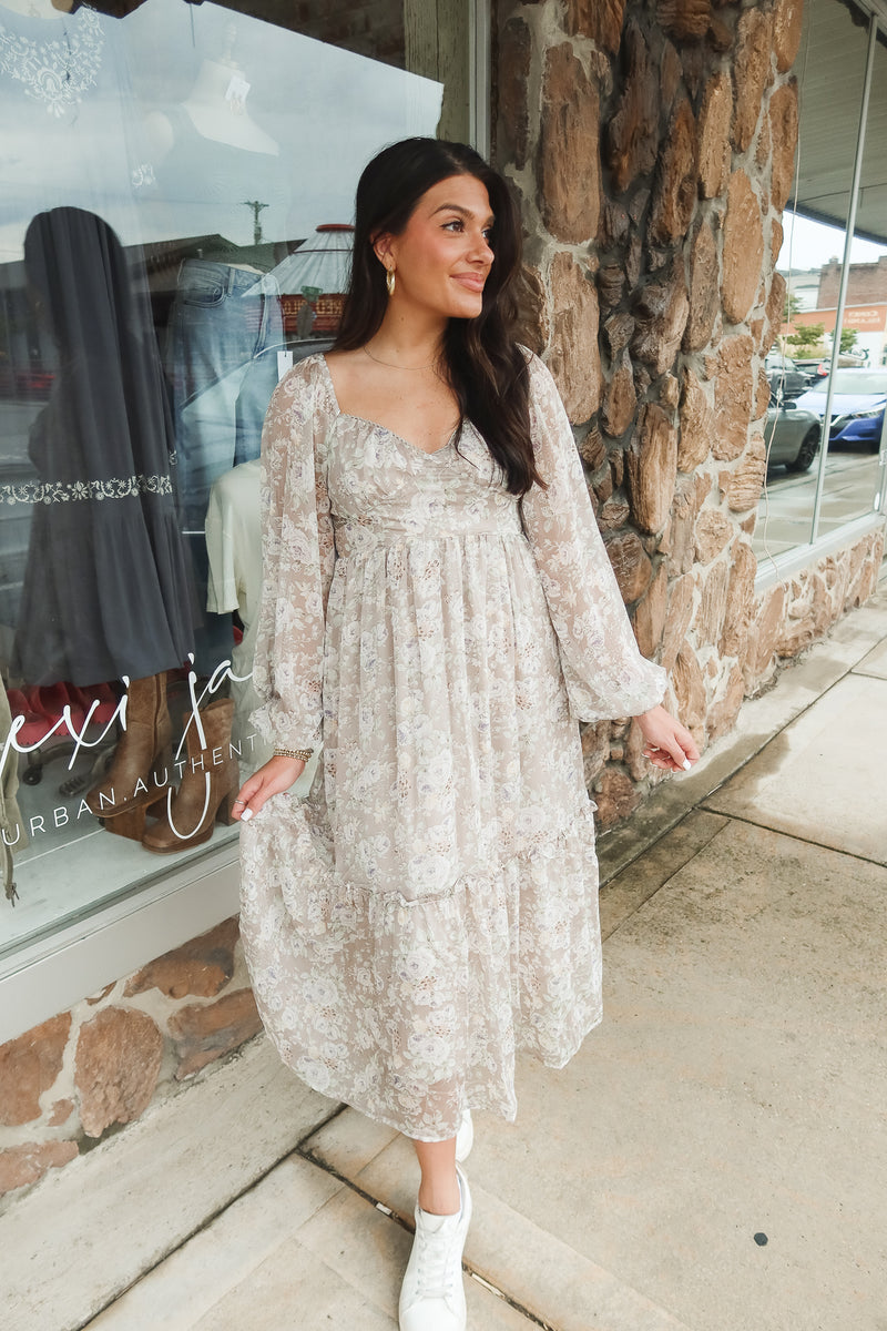 FEELING THE FLORAL MAXI | TAUPE