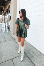 SPARKLE BABYDOLL ROMPER | GREEN