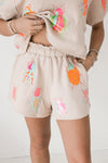 SCATTERED NEON BEETLES TAN SHORTS | QUEEN OF SPARKLES