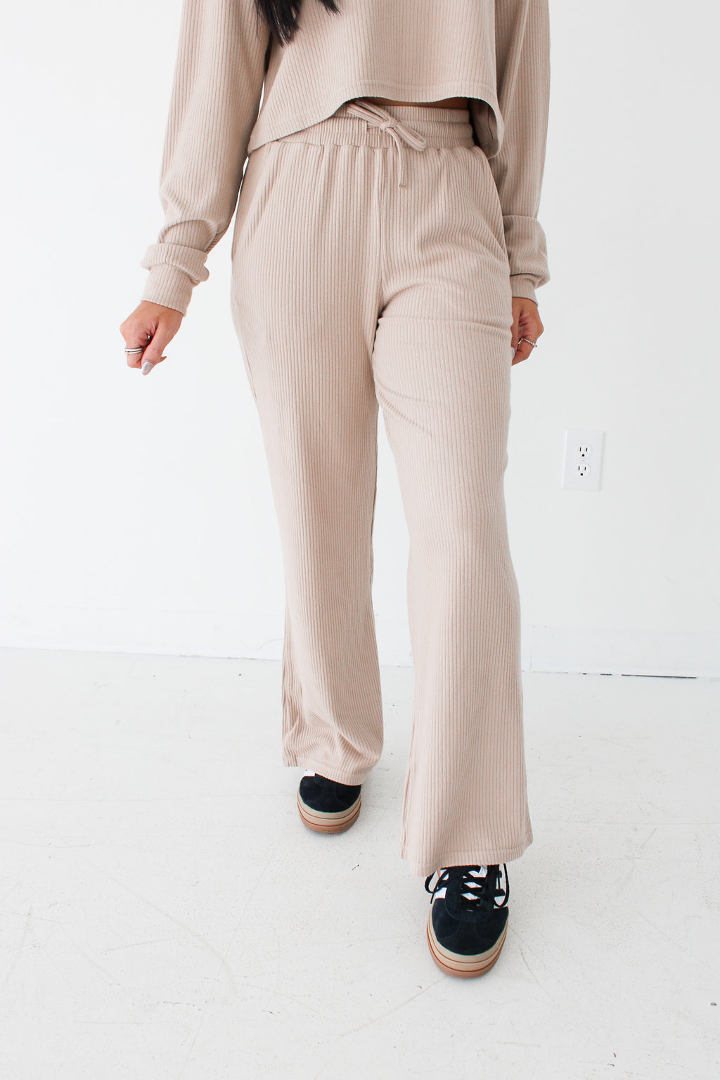 RIBBED PANTS | TAUPE