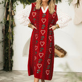 Red 3D Holly & Candy Cane Midi Dress W Polka Dot Under Shirt | Queen Of Sparkles