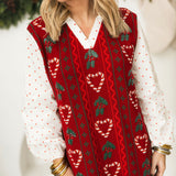 Red 3D Holly & Candy Cane Midi Dress W Polka Dot Under Shirt | Queen Of Sparkles