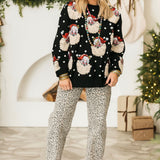 Black & White Polka Dot Santa Head Sweater | Queen Of Sparkles