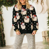 Black & White Polka Dot Santa Head Sweater | Queen Of Sparkles