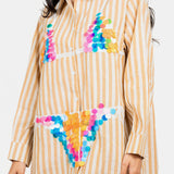 Tan Stripe Multi Paillette Bikini Tunic | Queen Of Sparkles