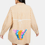 Tan Stripe Multi Paillette Bikini Tunic | Queen Of Sparkles