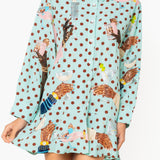 Blue Polka Dot Hands Holding Cocktail Glasses Dress | Queen Of Sparkles