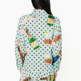 Blue Polka Dot Hands Holding Cocktail Glasses Dress | Queen Of Sparkles