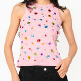 Pink Jewel & Pearl Tank | Queen Of Sparkles
