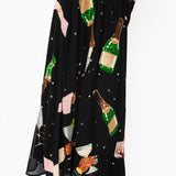 Black Hands Holding Cocktail Glasses Midi Skirt | Queen Of Sparkles