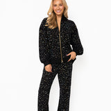 Black Scattered Rhinestone Sweat Pant | Queen Of Sparkles