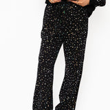 Black Scattered Rhinestone Zip Up Mock Neck Sweatshirt | Queen Of Sparkles