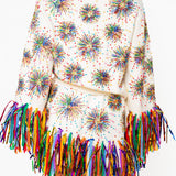 White Multi Firework Fringe Cardigan | Queen Of Sparkles