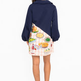 Navy & Pink Gingham Colorblock Thanksgiving Meal Collar Dress | Queen Of Sparkles
