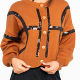 Brown & Black Basketball Button Up Cardigan | Queen Of Sparkles