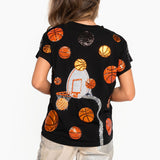 Black Basketball Goal Scattered Basketball Tee | Queen Of Sparkles