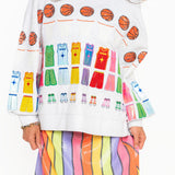 Grey Multi Basketball Icon Sweatshirt | Queen Of Sparkles