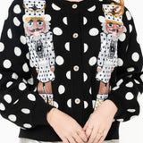 Black & White Polka Dot Nutcracker Button Up Cardigan | Queen Of Sparkles