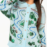 Blue Polka Dot Skier Village Button Up Cardigan | Queen Of Sparkles