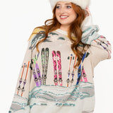 Multi Skis In Snow Mountain Scene Sweater | Queen Of Sparkles