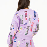 Lavender Multi Skis Button Up Cardigan | Queen Of Sparkles