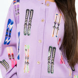 Lavender Multi Skis Button Up Cardigan | Queen Of Sparkles