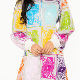 Ivory Multi QOS Card Sweater Dress | Queen Of Sparkles