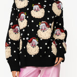 Black & White Polka Dot Santa Head Sweater | Queen Of Sparkles