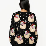 Black & White Polka Dot Santa Head Sweater | Queen Of Sparkles